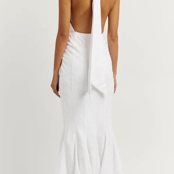 Dissh AISLE WHITE LINEN HIGH NECK DRESS Size 2 - Picture 3 of 5